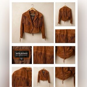 Vintage Wilson’s Leather Suede Leather Fringe Corset Jacket